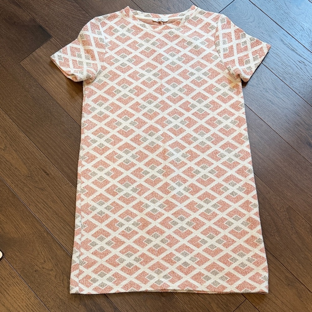 Zara Trafaluc Shift Dress in Pink and Cream Size Medium C22-013
